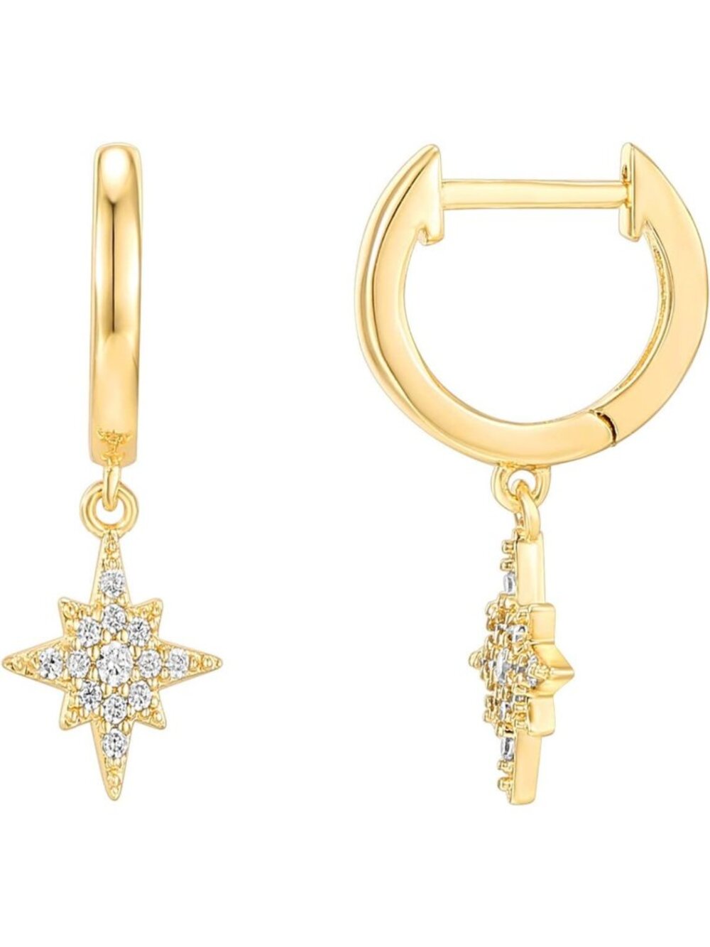 Dainty 14K Gold Plated Huggie Hoop Earrings with Charming Motifs for Women